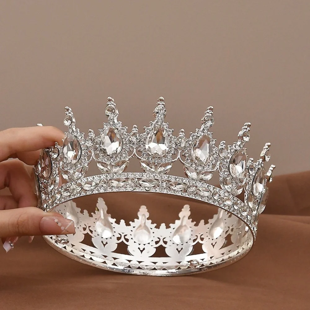 Round crown silver crystal wedding accessories prom birthday